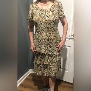 Coldwater Creek Animal Print Tiered Midi Dress